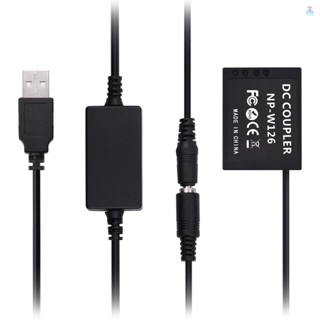 [T&amp;L]Andoer Cp-w126 ชุดข้อต่อแบตเตอรี่ดัมมี่ DC NP-W126 พร้อมสายแปลง USB DC อินพุต USB เดี่ยว แบบเปลี่ยน สําหรับ Fujifilm X-T2 X-T3