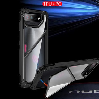 เคสโทรศัพท์มือถือ PC TPU แบบแข็ง ไฮบริด กันกระแทก พร้อมขาตั้ง พับได้ สําหรับ Asus ROG Phone 7 Ultimate Rog7