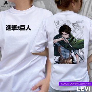 LEVI Regular or Oversize T-Shirt by AIZENSKYE | ATTACK ON TITAN Anime by Black &amp; White Manila Unisex_01