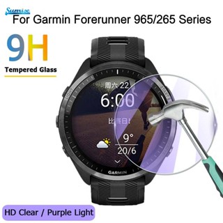 ฟิล์มกระจกนิรภัยกันรอยหน้าจอ HD 9H กันรอยนิ้วมือ สีม่วง สําหรับ Garmin Forerunner 965 265 Series 3 ชิ้น