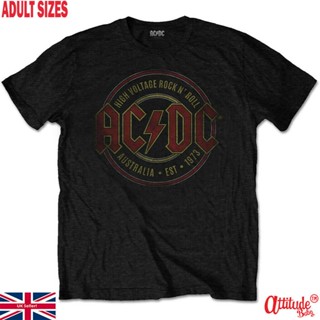 เสื้อยืดแขนสั้นเสื้อยืด Acdc สำหรับผู้ใหญ่-Unisex-Est 1973-Black Acdc Tee Shirt Official-Acdc Voltage TS-5XL