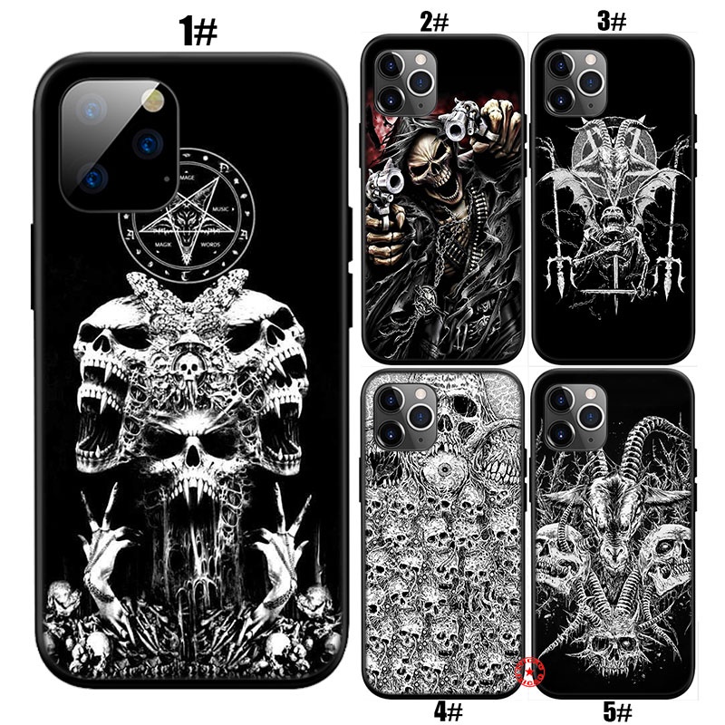 Pj84 เคสโทรศัพท์มือถือแบบนิ่ม ลายกะโหลก โครงกระดูกซาตาน สําหรับ iPhone 13 12 Pro Max Mini XS Max X