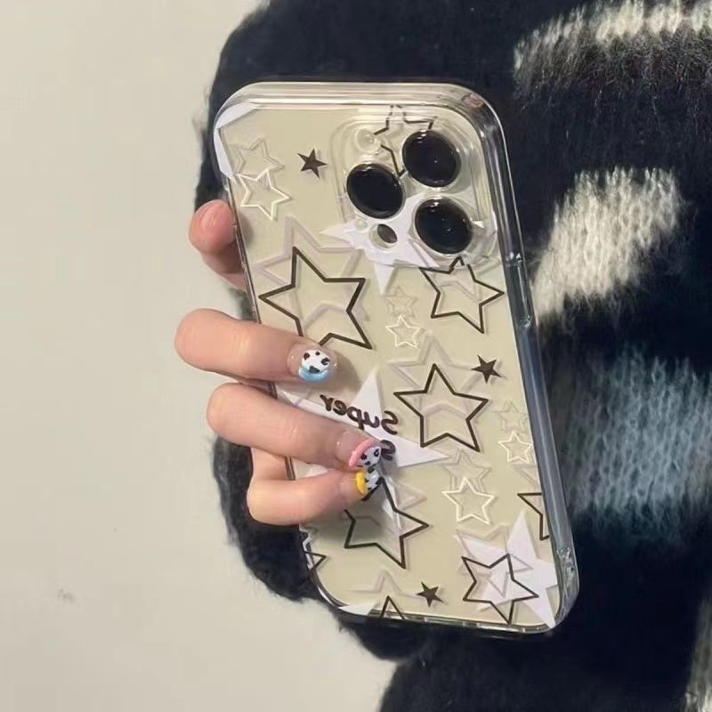 เคสโทรศัพท์มือถือ ซิลิโคนนุ่ม TPU ใส ลายดาว ฉลุลาย มีหลายตัว สําหรับ IPhone 15 14 13 12 11 Pro Max 6 7+ 8 XS X XR Plus