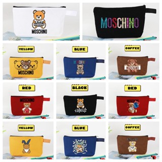 กระเป๋าเครื่องเขียน ผ้าแคนวาส ขนาดใหญ่ จุของได้เยอะ ลายการ์ตูน MOSCHINO เหมาะกับนักเรียน สําหรับเก็บเหรียญ โทรศัพท์