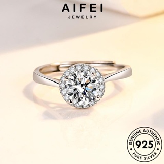 AIFEI JEWELRY แท้ ต้นฉบับ เกาหลี Silver เงิน ผู้หญิง รอบแฟชั่น 925 เครื่องประดับ แหวน แฟชั่น มอยส์ซาไนท์ไดมอนด์ เครื่องประดับ R138