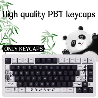 Panda Keycaps Black and White Cherry Profile ปุ่มกดคีย์บอร์ด ลายแพนด้า Pbt Dub Sye สีดํา และสีขาว สําหรับ 60% 61 64 68 71 75 81