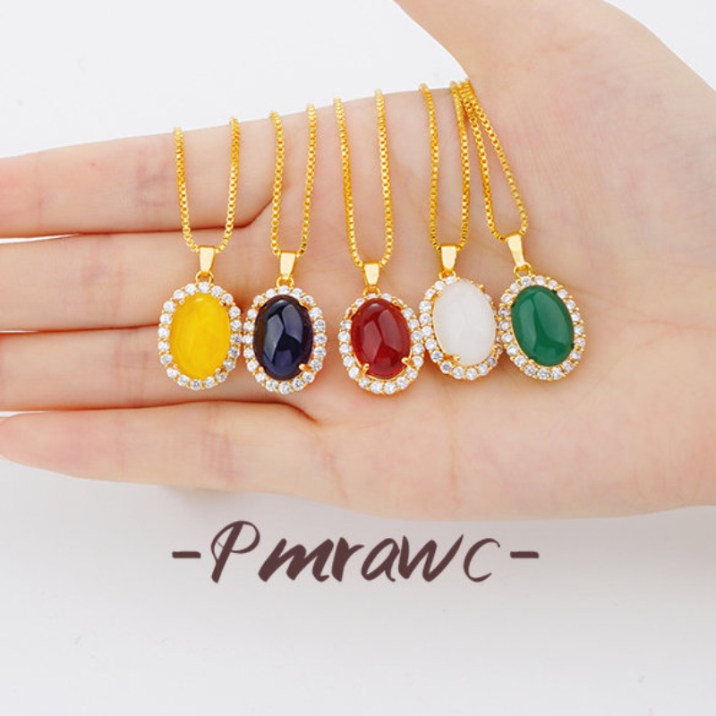 Pmrwc | จี้สีหยกมาเลย์ทอง 24K Au999 สร้อยคอโมราเลียนแบบทอง FS970