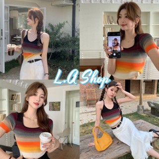 L.A Shop พร้อมส่ง  เสื้อสายเดี่ยวไหมพรม/เสื้อแขนสั้นไหมพรม (ขายแยก) เสื้อไหมพรมดีเทลดีไล่กัน "A575/A576"