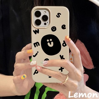 [Lemon] เคสโทรศัพท์มือถือนิ่ม พิมพ์ลายตัวอักษรหน้ายิ้ม สีกากี แวววาว สําหรับ iPhone 7 8 7plus 8plus 11 12 X XS XR XSMAX 11pro 12pro 11promax 12promax 13 13pro 13promax