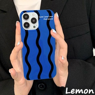 Lemon - เคสโทรศัพท์มือถือนิ่ม ลายทางภาษาอังกฤษ เรียบง่าย สีน้ําเงินเข้มมันวาว สําหรับ Iphone 14pro 14promax 13 13pro 13promax 11 12 12pro 12promax XR XSMAX 7P 8P MINI