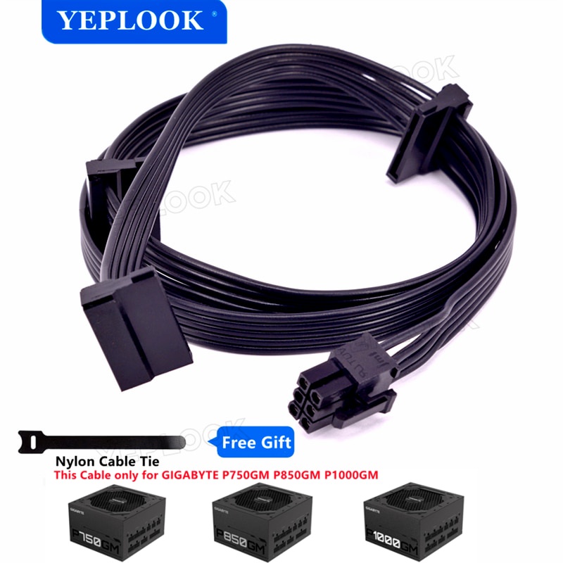 PCIe 6Pin ถึง 3 SATA ชาย Hard Driver SSD สายไฟ 18AWG สําหรับ GIGABYTE P750GM 750W P850GM 850W P1000G