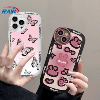 เคสโทรศัพท์มือถือ TPU นิ่ม ลายผีเสื้อ และกระต่าย สีรุ้ง สําหรับ OPPO Reno 8T 4G A57 2022 A15 A16 A16K A54 A53 A12 A5S A7 A3S A31 A52 A83 A92 A37 F9 A1K F1s