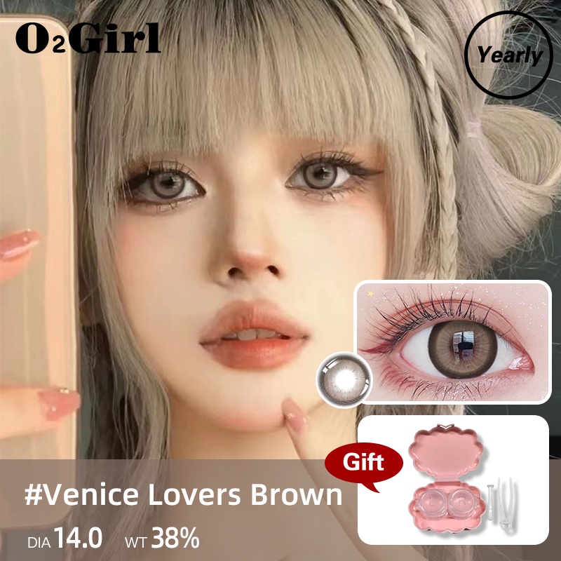 O2Girl คอนแทคเลนส์ Mini 2 ชิ้น 14.0 สีน้ำตาล มม. บิ๊กอายแว่นตาสายตาสั้นแต่งหน้าผลิตภัณฑ์ความงามเลนส์