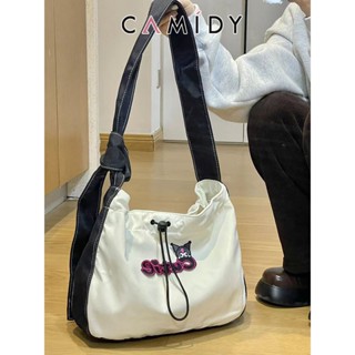 Camidy สุภาพสตรีความจุขนาดใหญ่กระเป๋าผ้าใบสบาย ๆ ใหม่กระเป๋าสะพาย Drawstring สีตัดกันกระเป๋าเดินทางอเนกประสงค์ Messenger กระเป๋า