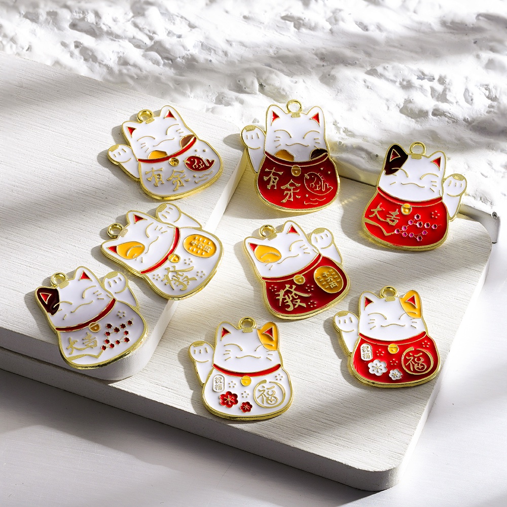 St. kunkka 5 Alloy Dripping Oil สร้อยคอจี้แมวนําโชคการผลิต DIY