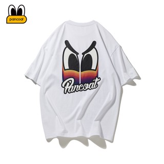 Pancoat เสื้อยืดแขนสั้นลําลอง ทรงหลวม พิมพ์ลาย ตาโต สําหรับผู้ชาย และผู้หญิง