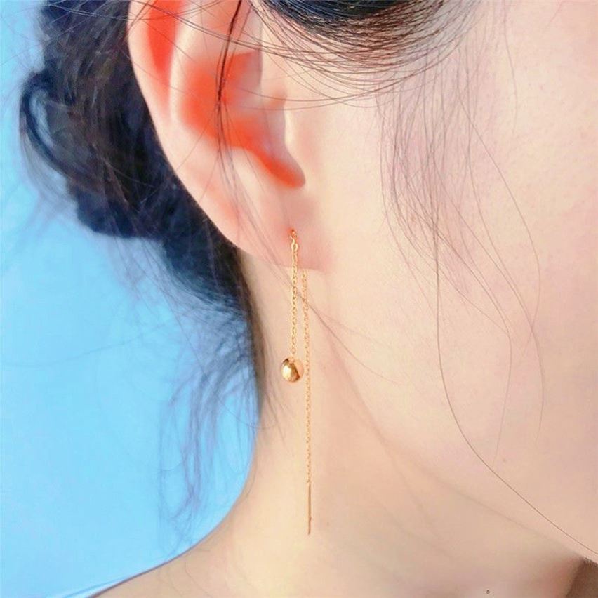 เวอร์ชั่นเกาหลีไทเทเนียมเหล็ก 18K Simple Non-Fade ลูกปัดหู Influencer Classy Glossy ขนาดเล็ก Golden Bean ต่างหูต่างหูหญิง ins ราคา ถูกที่สุด ดีลบีเคเค แกลเลอรีภาพที่ 2