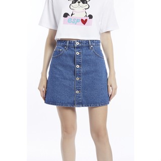 ESP กระโปรงผ้าเดนิม ผู้หญิง | Denim Skirt with Front Button Detail | 5858