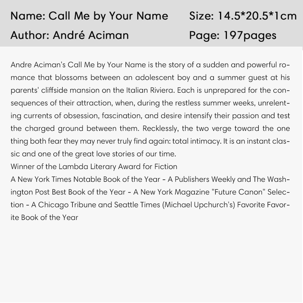 Call Me By Your Name By André Aciman Romance Literary Fiction English Paperback หนังสือนิยายภาษาอังกฤษ - รูปที่ 7