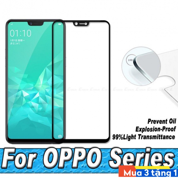 กระจกแบบเต็มหน้าจอป้องกัน 20D สําหรับ Oppo Reno 6.6 10x realme 5 2 3 2F F11 R15 R17 Q x c2 c3 C3I K3