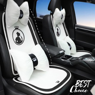 Plush Automotive Headrest Neck Pillow Creative Crown Automotive Waist Cushion Winter Soft Comfortable Warm Car Cushion Car headrests Waist Pillow  Car interior accessories