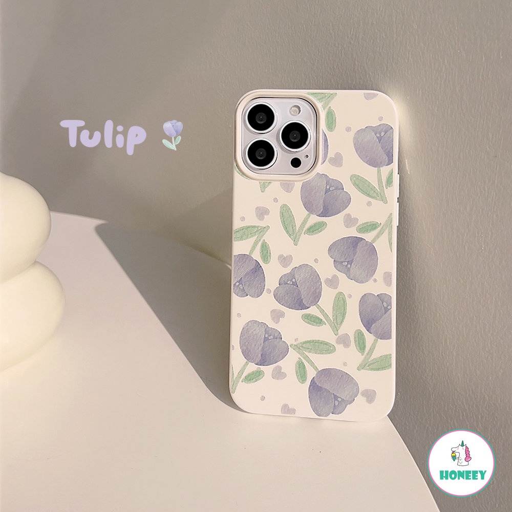 เคสโทรศัพท์มือถือ แบบนิ่ม ลายดอกทิวลิป สีม่วง ป้องกันกล้อง สําหรับ IPhone 14 Pro MAX 11 15 13 12 11 Pro MAX X XS MAX XR 8 7 Plus SE
