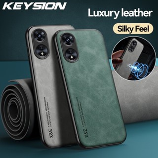 Keysion เคสโทรศัพท์หนัง ซิลิโคน กันกระแทก ปิดด้านหลัง หรูหรา สําหรับ OPPO A17 A17K A57 A77 A57S A77S 4G Reno8 T 4G 5G