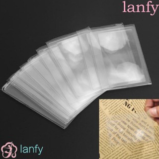 Lanfy แว่นขยาย แบบใส แบบพกพา สําหรับอ่านหนังสือ หนังสือพิมพ์ ทําจากพลาสติก รูปบัตรเครดิต 3X 10 ชิ้น