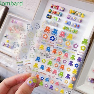 Lombard สติ๊กเกอร์ลายการ์ตูนหมี 5D Diy สําหรับติดตกแต่งเล็บ