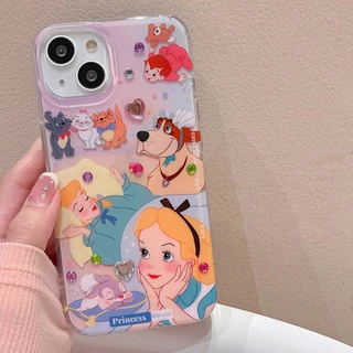 เคสไอโฟน13 ลายการ์ตูนเจ้าหญิง ประดับเพชร สําหรับ Iphone 11 17 16 15 14 Pro MAX เคสไอโฟน 12 13 ProMax Air เคสโทรศัพท์มือถือ กันกระแทก