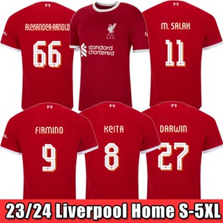 เสื้อกีฬาแขนสั้น ลายทีมชาติฟุตบอล Darwin Keita Firmino Salah Virgil UEFA 23 24 ชุดเหย้า พลัสไซซ์