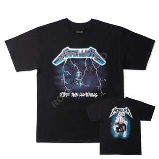 Metallica-rl เสื้อยืดแขนสั้น พิมพ์ลายวงร็อคเมทัล สไตล์วินเทจ อเมริกัน เรโทร สําหรับผู้ชาย