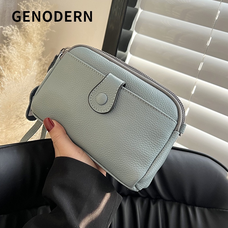 Genodern กระเป๋าสะพายข้าง หนังแท้ สําหรับผู้หญิง พร้อมสายรัดข้อมือ – โปรปัง