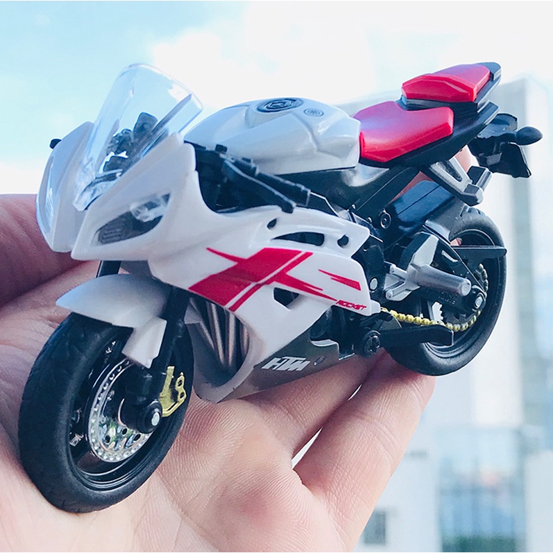 โมเดลรถมอเตอร์ไซค์จําลอง 1:18 Yamaha R6 Diecast โลหะผสม ของเล่นสําหรับเด็ก