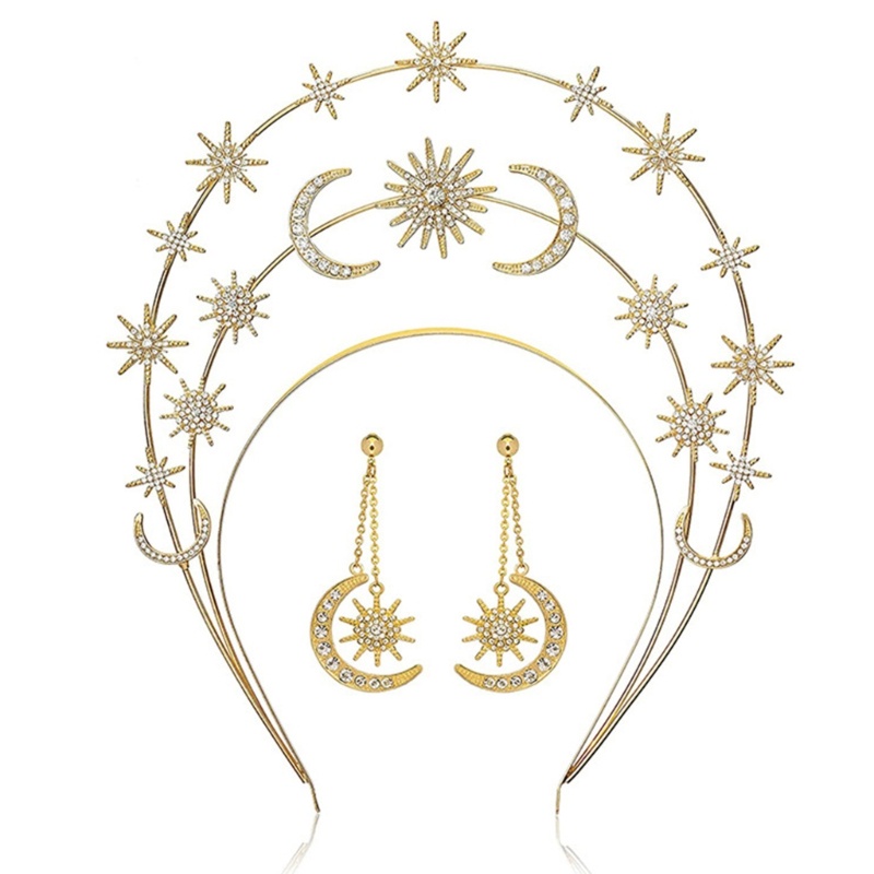 ที่คาดผม มงกุฎดาว ดวงจันทร์ หรูหรา สไตล์บาร็อค สําหรับเจ้าสาว งานแต่งงาน - รูปที่ 2