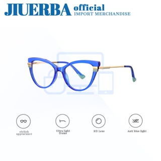 JIUERBA ใหม่ แว่นตา กรอบป้องกันแสงสีฟ้า สไตล์อังกฤษ ยุโรป อเมริกา TR90 ป้องกันรังสี นําเข้า สําหรับผู้หญิง