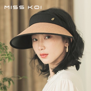 Misskoi [พร้อมส่ง] หมวกฟางกันแดด ป้องกันรังสีอัลตราไวโอเลต ป้องกันรังสียูวี แฟชั่นฤดูใบไม้ผลิ และฤดูร้อน สําหรับผู้หญิง