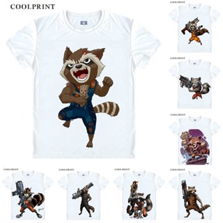 เสื้อคอสเพลย์ แขนสั้น พิมพ์ลายอนิเมะ Guardians of The Galaxy 3 Rocket Raccoon Halfworlders Rocky Raccoon The Bounty Hunter สไตล์วินเทจ