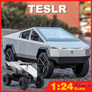 Klt โมเดลรถมอเตอร์ไซด์ รถปิ๊กอัพ 1/24 Tesla Diecast โลหะผสม ของเล่นสําหรับเด็กผู้ชาย