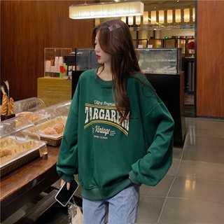 Taycen เสื้อสเวตเตอร์ผู้หญิง แขนยาว ลายตัวหนังสือ สไตล์เกาหล…