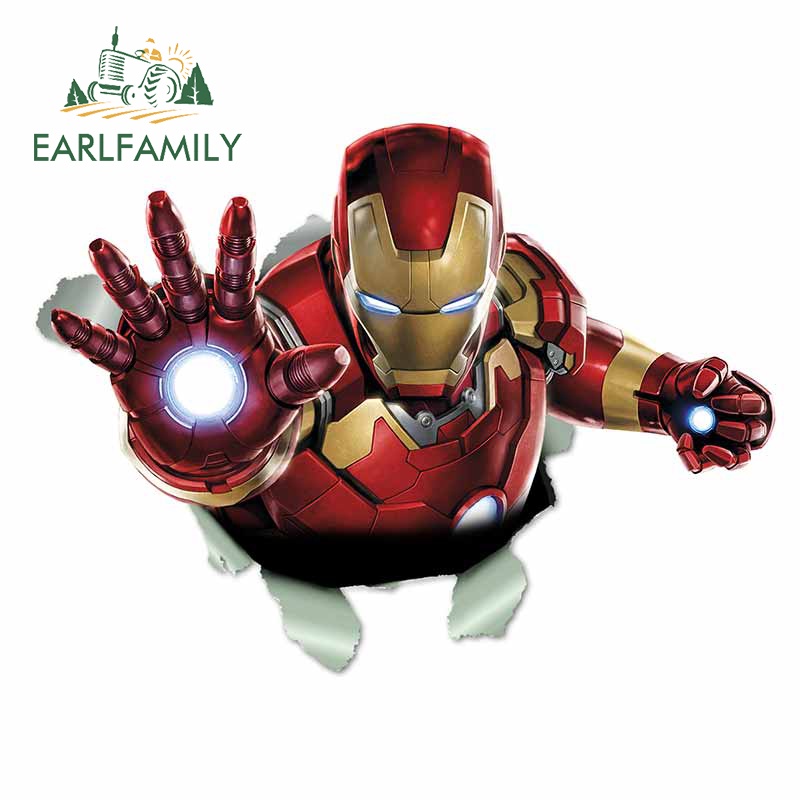 EARLFAMILY 13 ซม.x 9.7 ซม.Iron Man สติกเกอร์รถแล็ปท็อปสเก็ตบอร์ดตลก Decals Scratch-Proof ไวนิลรถ Wrap