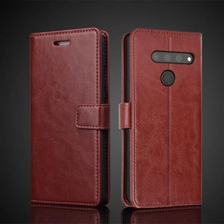 เคสหนัง Pu ฝาพับ พร้อมช่องใส่บัตร สไตล์เรโทร สําหรับ LG V50 LG V50 V40 ThinQ