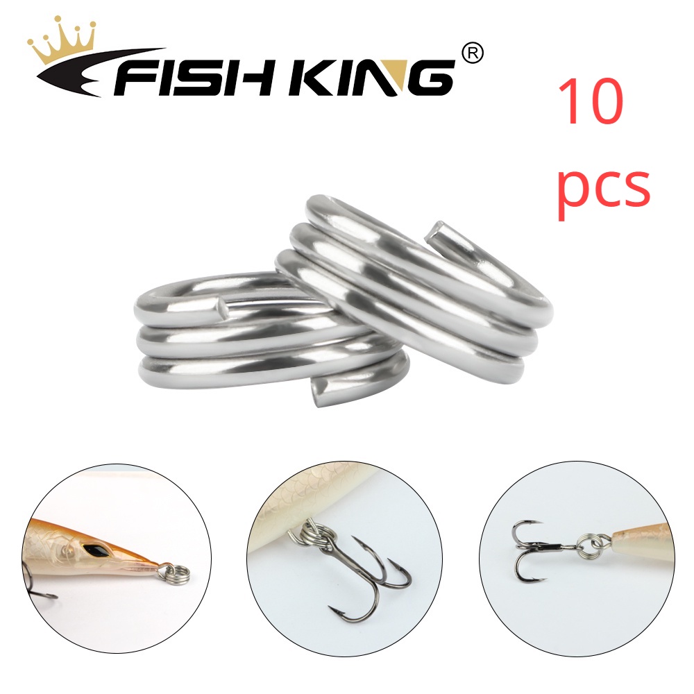 Fishking แหวนแยก 3 ชั้น สําหรับตกปลา 10 ชิ้น