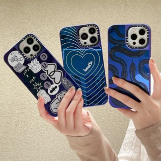 ของแท้ CASETiFY เคสโทรศัพท์มือถือแบบแข็ง ชุบกระจก ลาย Black King Snake Heart Purple Disco สําหรับ iPhone 14 14Pro 11 12 13 Pro Max