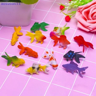 Aosuoas โมเดลฟิกเกอร์ Kawaii Ocean Fish Goldfish ขนาดเล็ก 6 12 ชิ้น สําหรับเด็ก