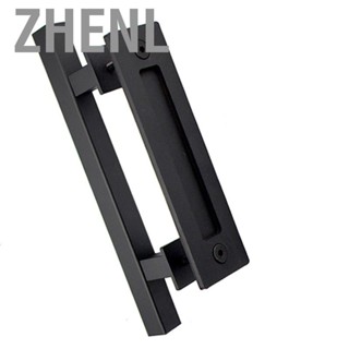 Zhenl Sliding Barn Door Handle Flat Back  Double Sided Rectangular Black Door Pull Handle