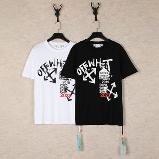 สินค้าพร้อมส่ง ! ใหม่ เสื้อยืดลําลอง แขนสั้น พิมพ์ลายโลโก้ Off Whit/e สําหรับผู้ชาย ผู้หญิง