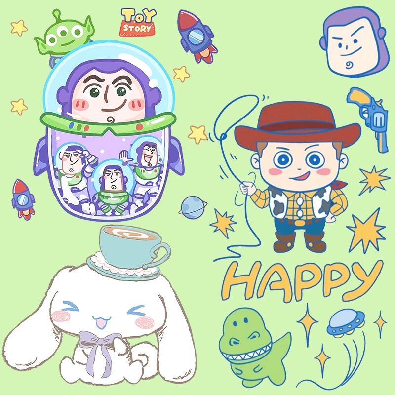 แผ่นสติกเกอร์ไวนิล ลายการ์ตูน Toy Story Cinnamoroll DIY สําหรับตกแต่งเสื้อยืด