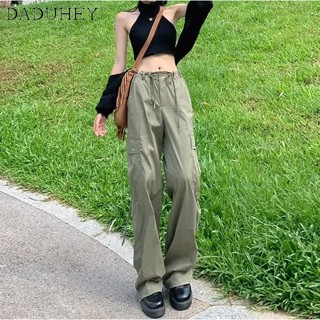 DaDuHey🎈 2023 Summer New Pants American Style Hiphop Overalls Womens Wide-Leg Pants High Waist Casual Pants