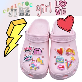 ใหม่ Jibbitz น่ารัก Crocs อุปกรณ์ตกแต่ง Lightning Love รองเท้าแตะหัวเข็มขัดรองเท้าคุณภาพสูงปุ่มดอกไม้